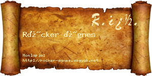 Röcker Ágnes névjegykártya